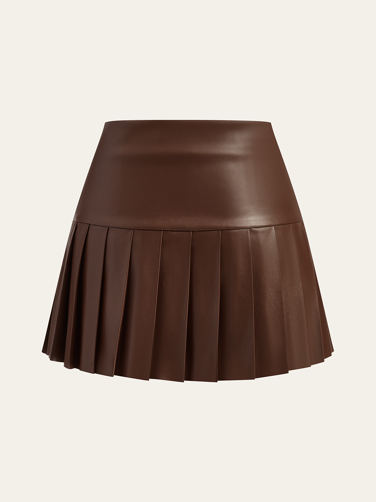 Faux Leather High-Waist Pleated Mini Skirt Trendy Chic Look for Women