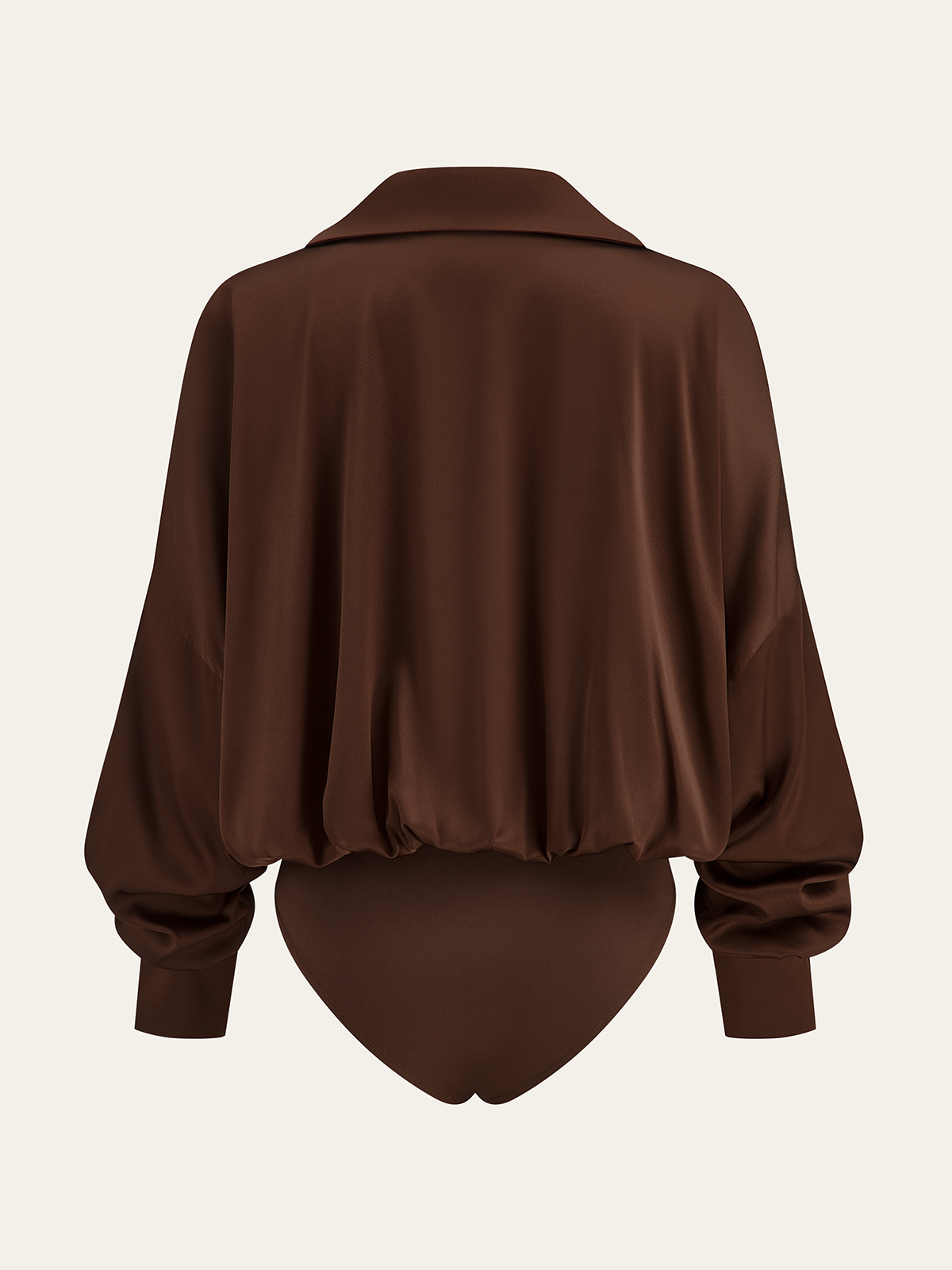 Satin Collared Long Sleeve Bodysuit for Women Elegant Evening Wear