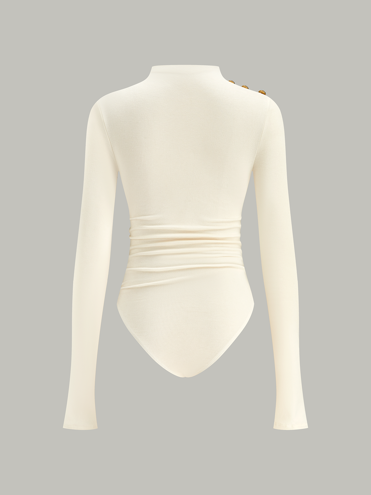 Ruched Shoulder-Decor Long Sleeve Bodysuit Trendy Women's Fashion Essentials
