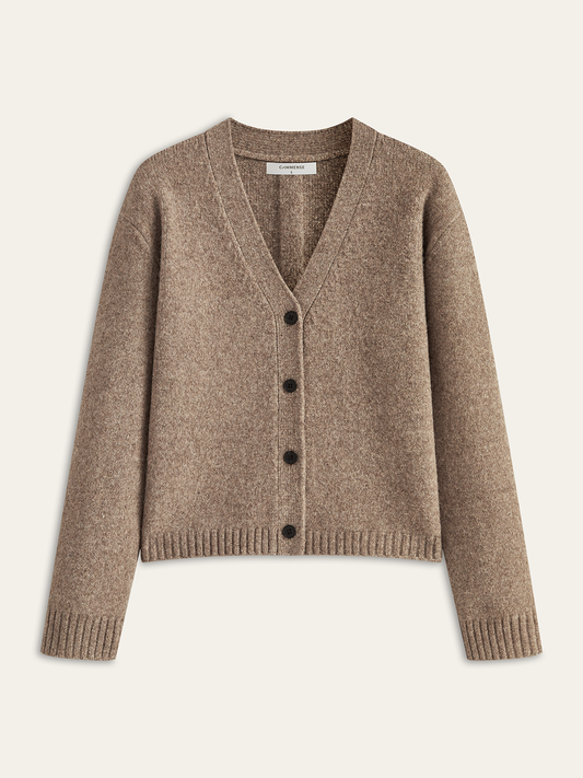Wool Blend V-Neck Cardigan Comfortable Lightweight Layer