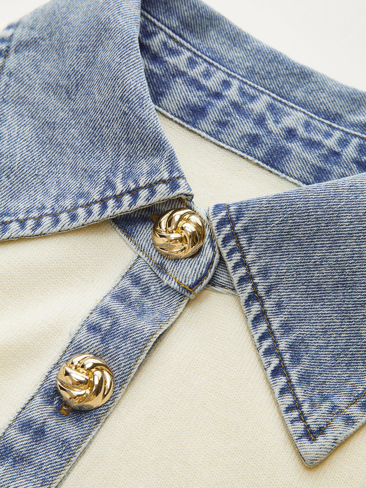 Denim Collar Wool Blend Knit Top for Women, Comfortable Autumn Wear