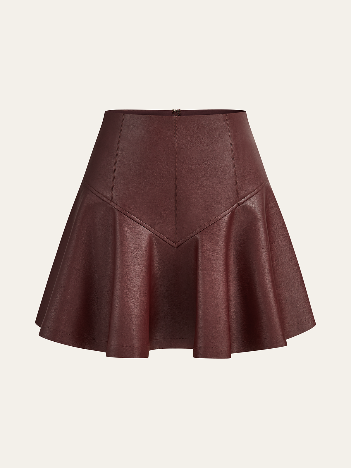 PU High-Waisted Flared Mini Skirt for Women Trendy Fashion Style