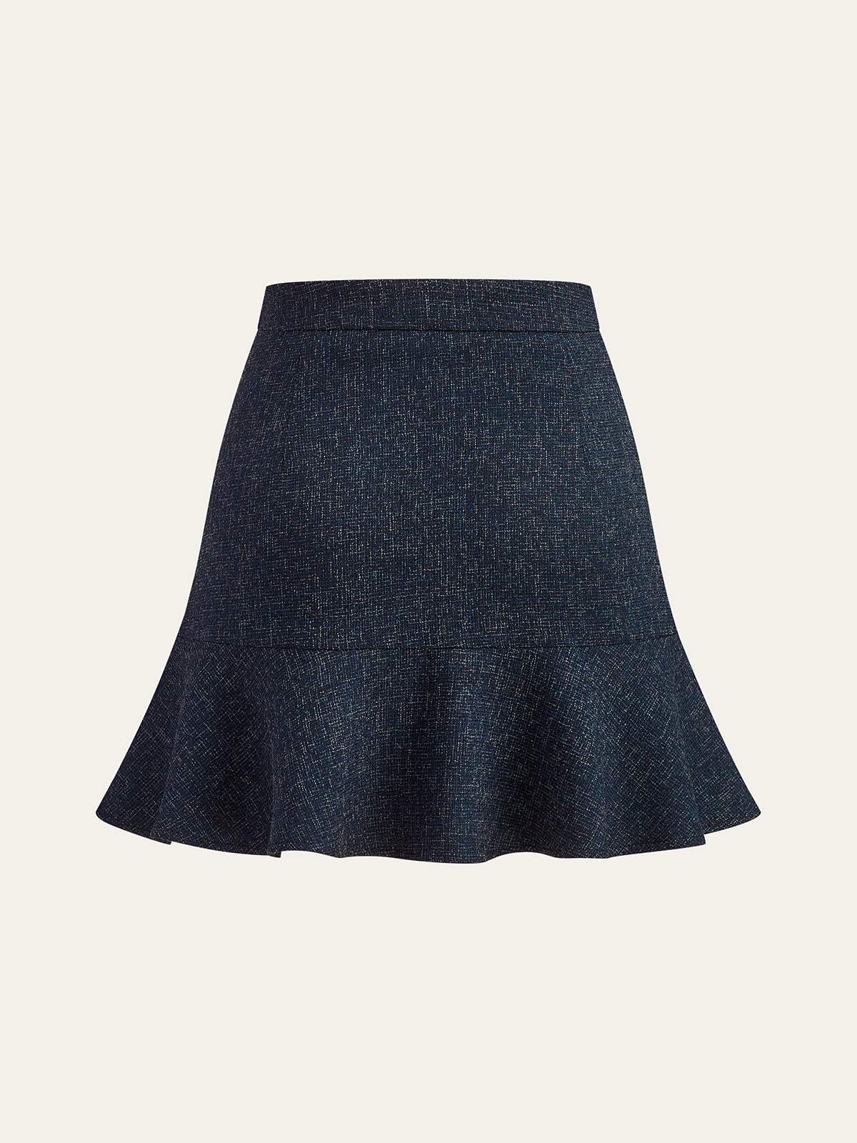 Metal Detail Ruffled Hem Mini Skirt with Elastic Waistband