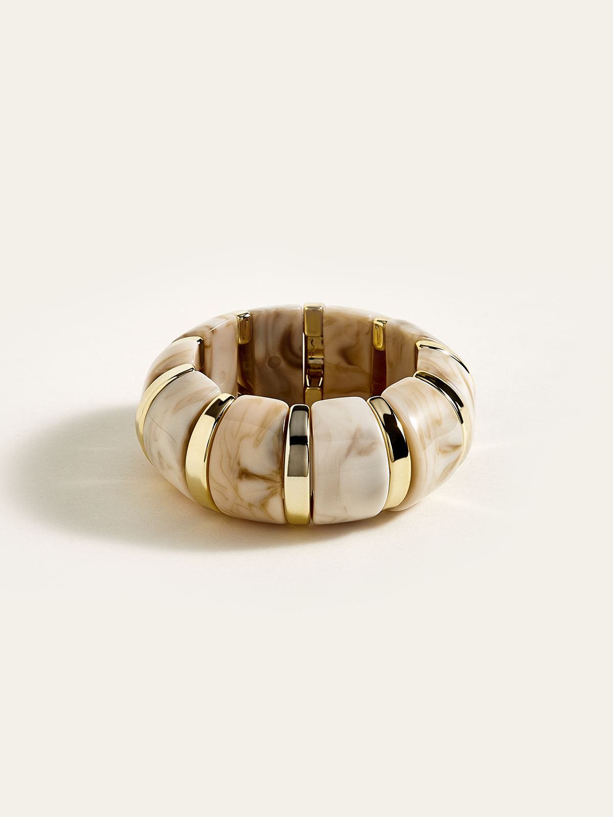 Marbled Resin and Golden Bracelet - Handcrafted Adjustable Luxury Accessory