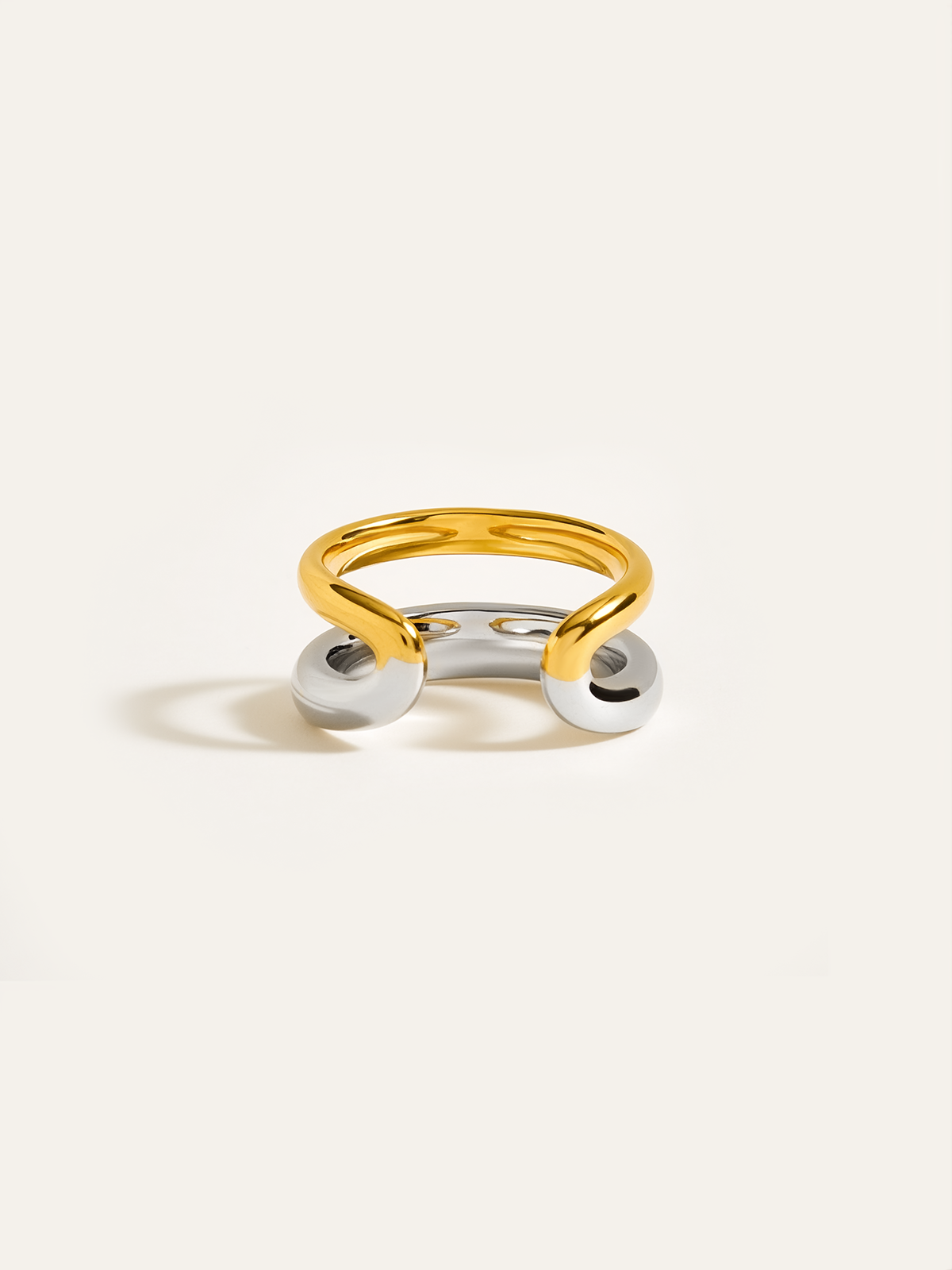 Two-Tone Layered Geometric Ring in Minimalist Style