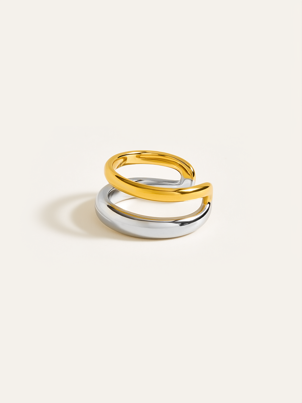 Two-Tone Layered Geometric Ring in Minimalist Style