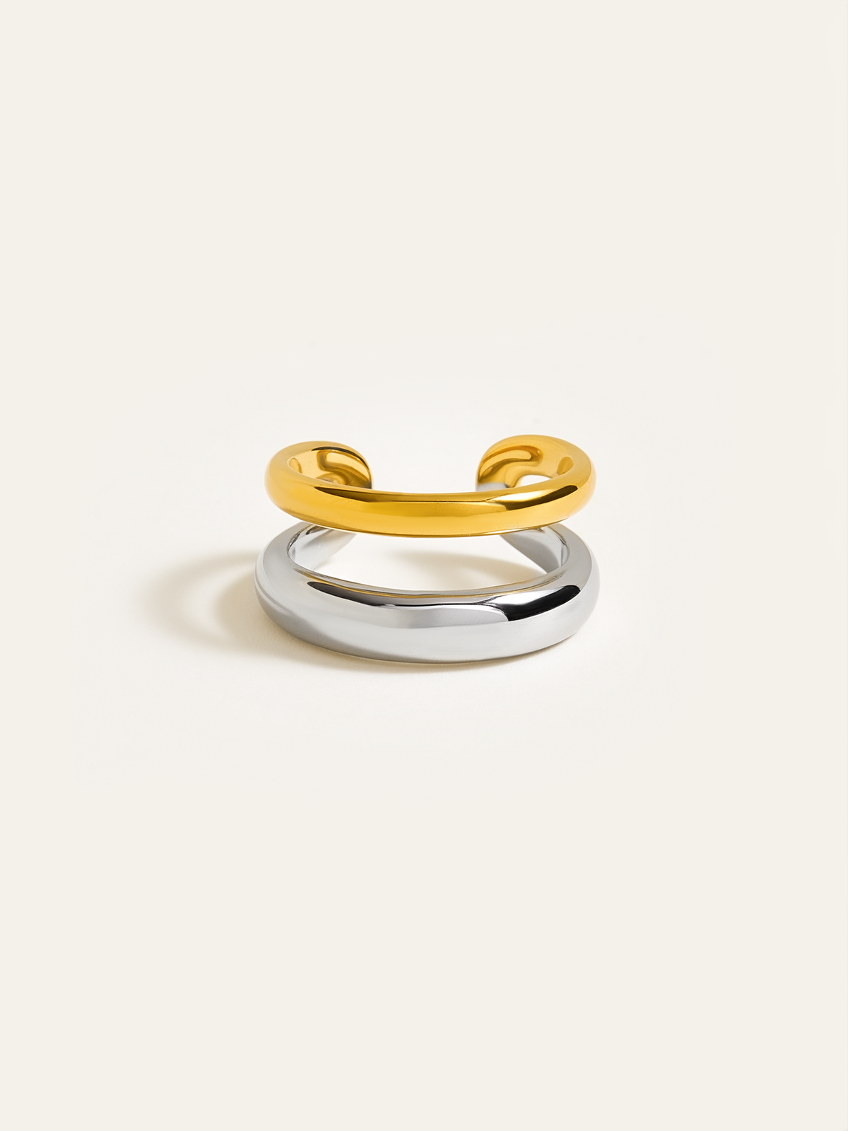 Two-Tone Layered Geometric Ring in Minimalist Style
