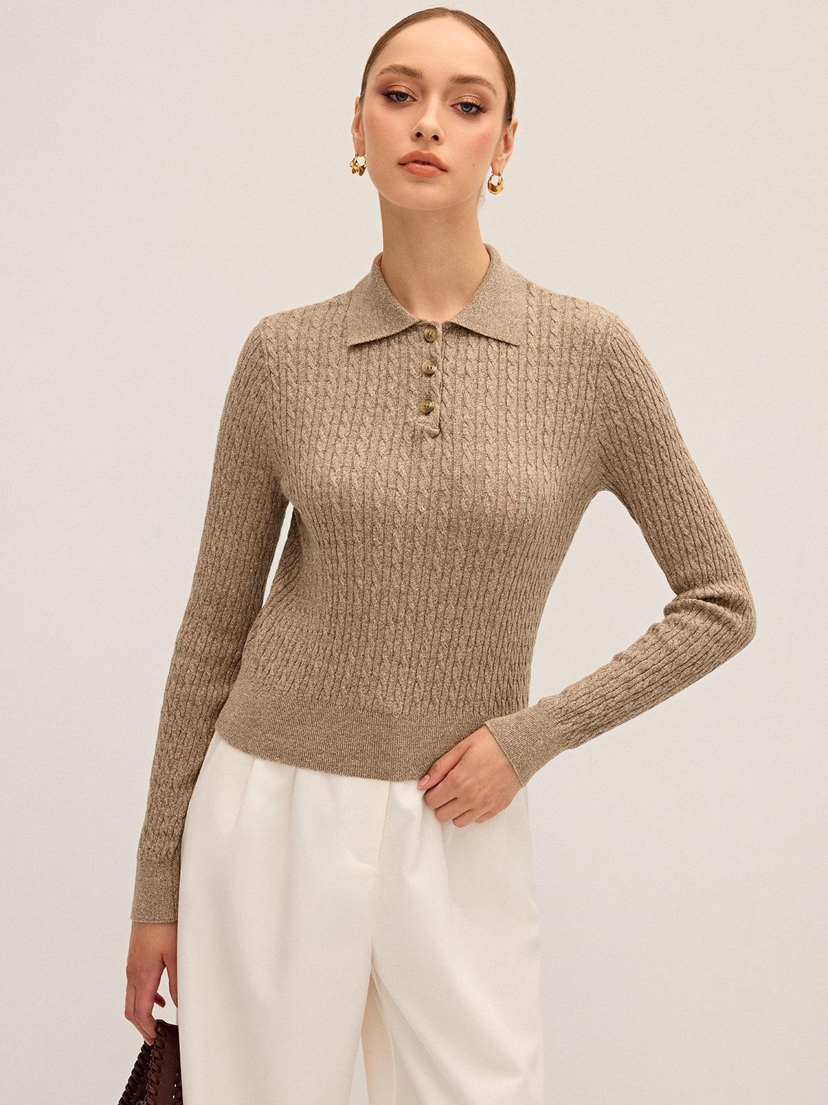Cable Knit Cotton Collar Sweater for Men Winter Essential