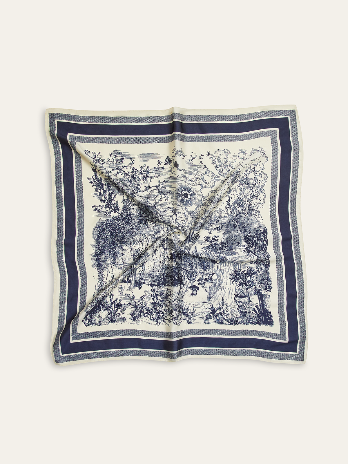 Landscape Print Square Scarf Versatile Fashion Accessory Silk Feel