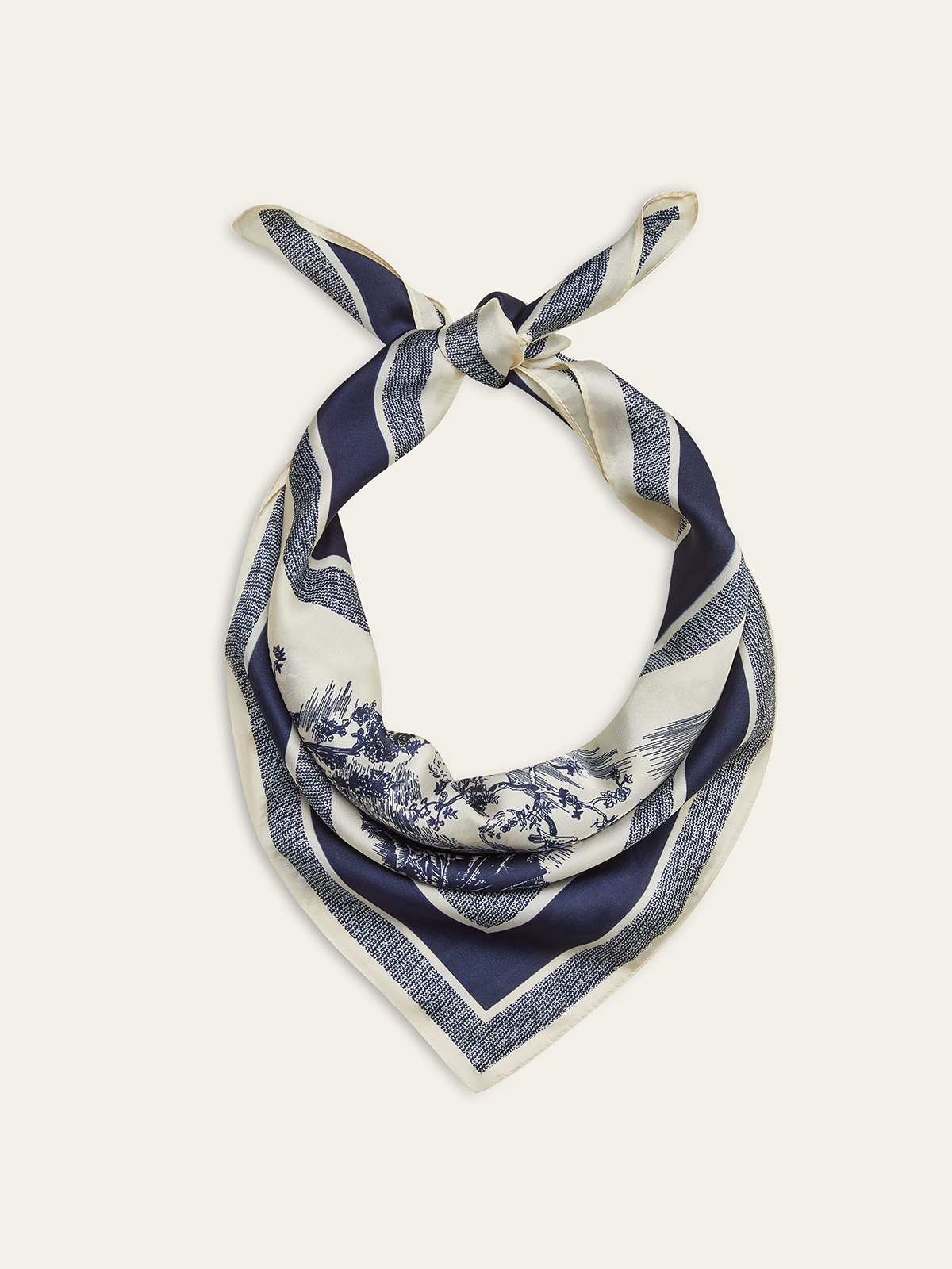 Landscape Print Square Scarf Versatile Fashion Accessory Silk Feel