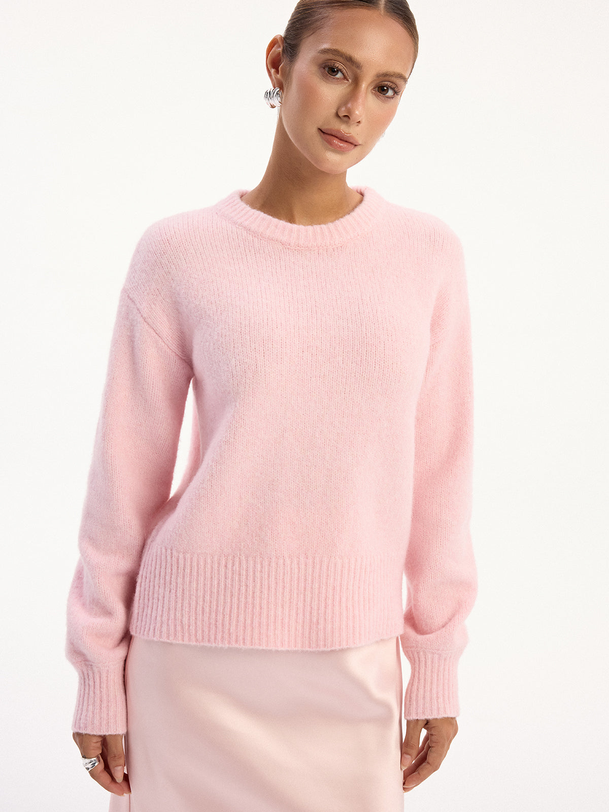 Wool Blend Crew Neck Sweater for Men Classic Fit