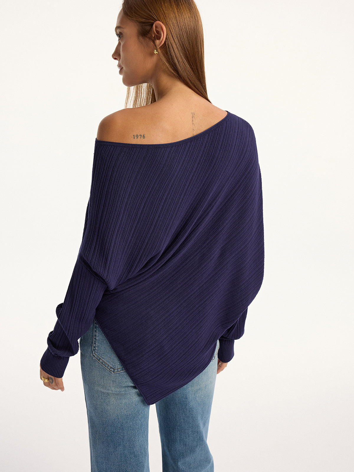 Textured Off-Shoulder Asymmetric Sweater for Women Stylish Winter Essential