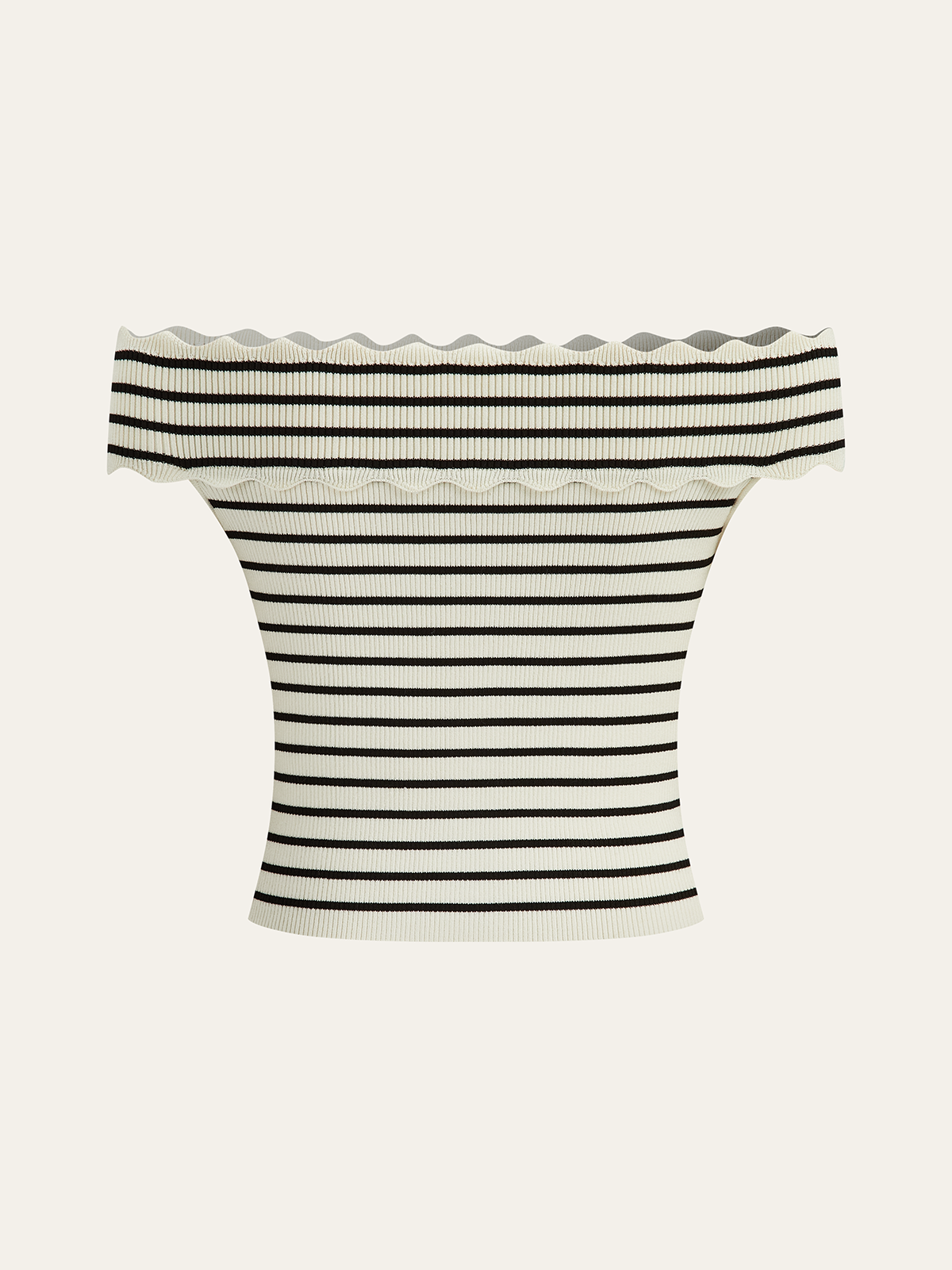 Striped Off-Shoulder Metal Button Knit Top Women's Casual Sweater