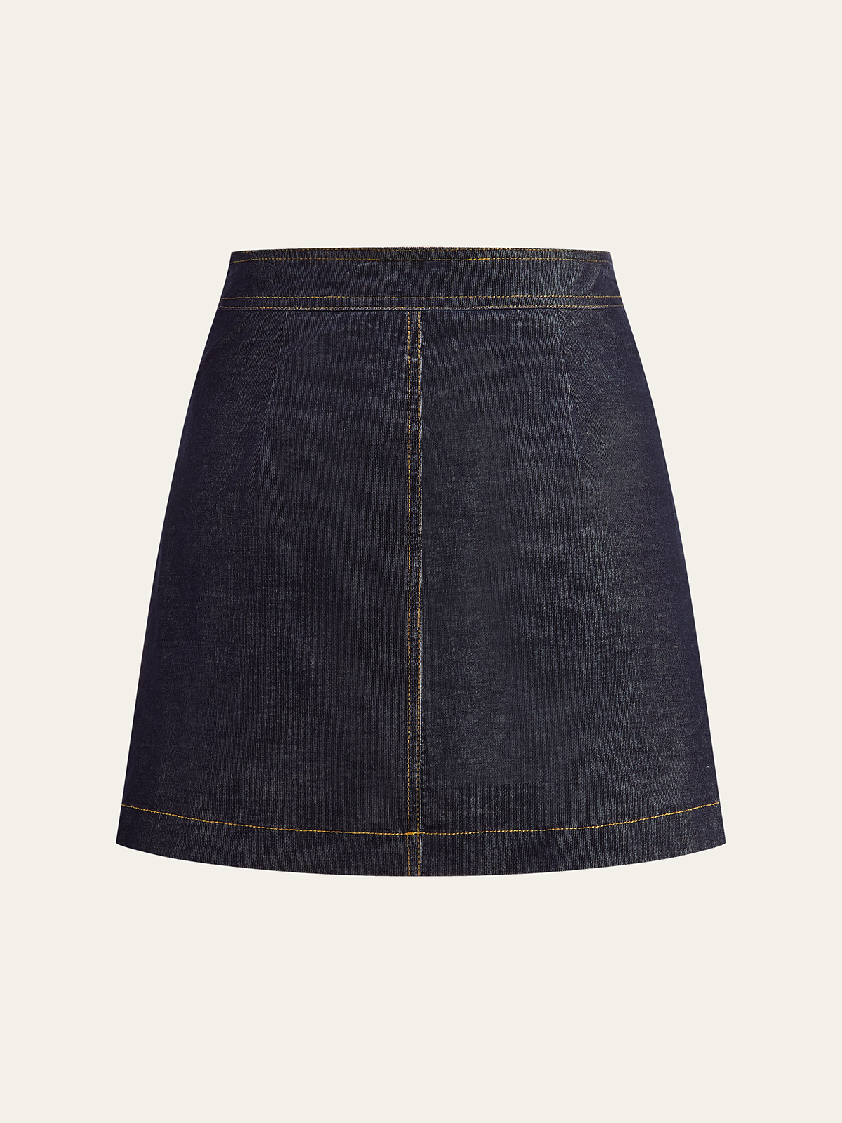Metal Button-Front Mini Skirt with High Waist Design