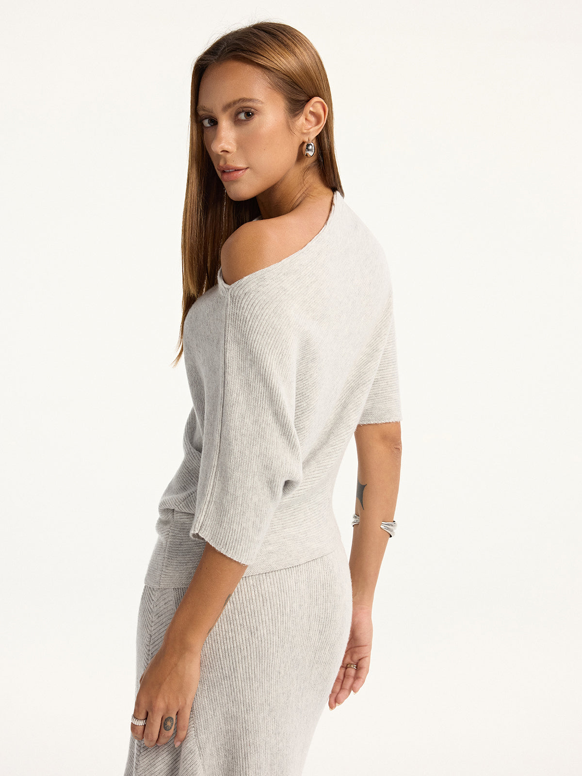 Wool-Blend Off-Shoulder Knit Top for Women Casual Fall Winter