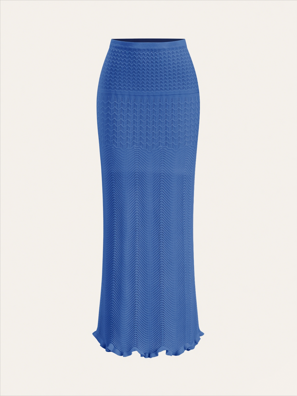 Wave Pattern Knit Maxi Skirt Women's Lightweight Summer Apparel