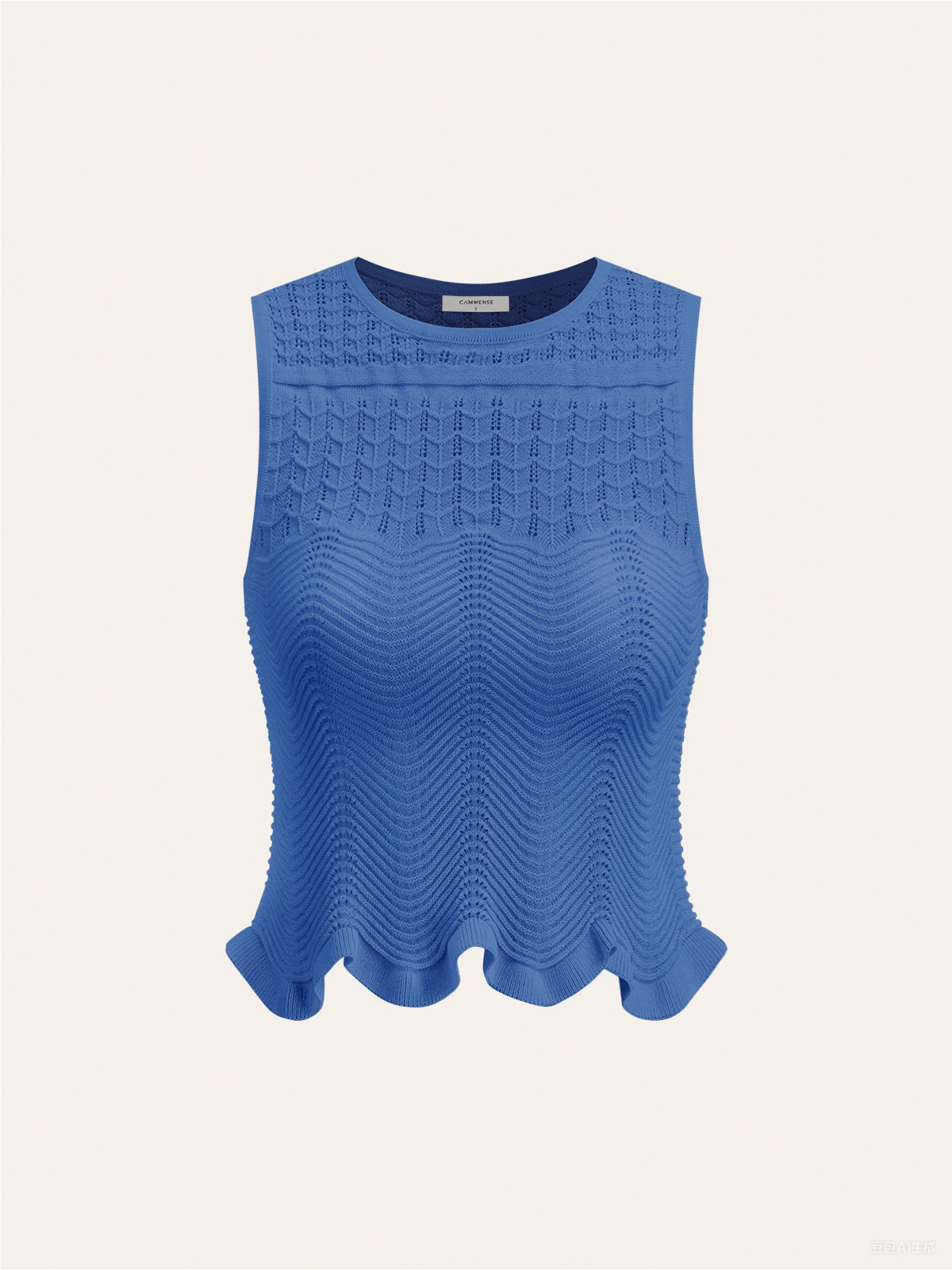 Wave Pattern Sleeveless Knit Top for Summer Casual Wear