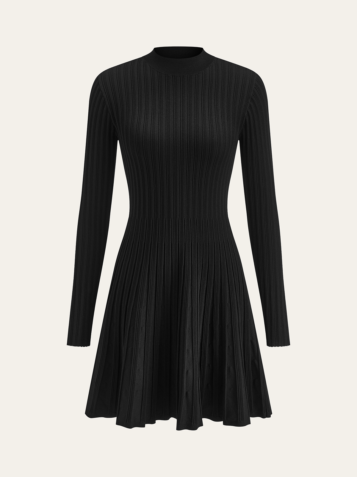 Mock Neck Flared Sweater Dress Casual Long Sleeve Winter