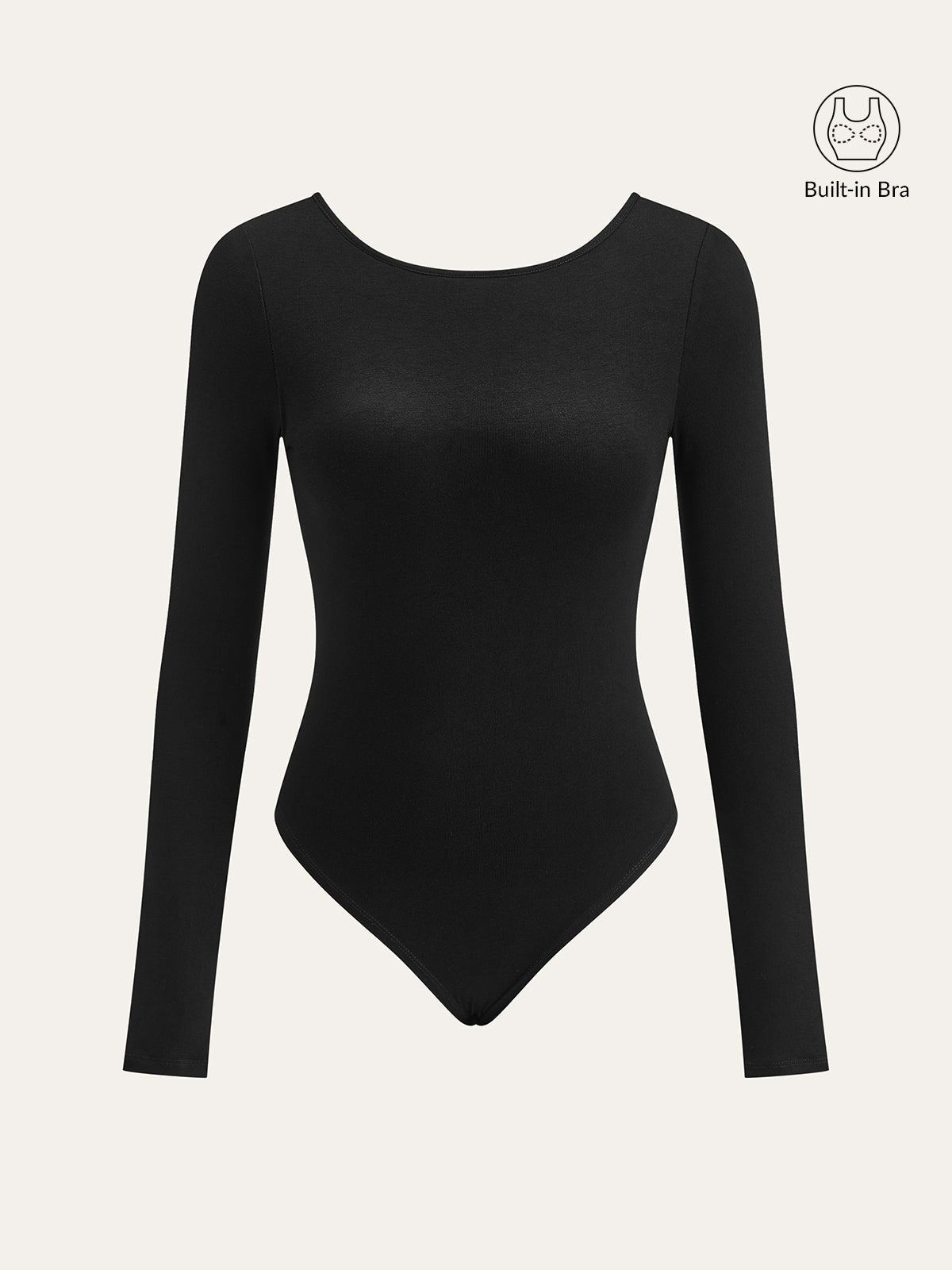 Bra-Free Long Sleeve Backless Bodysuit for Women, Comfortable Stretch Fit