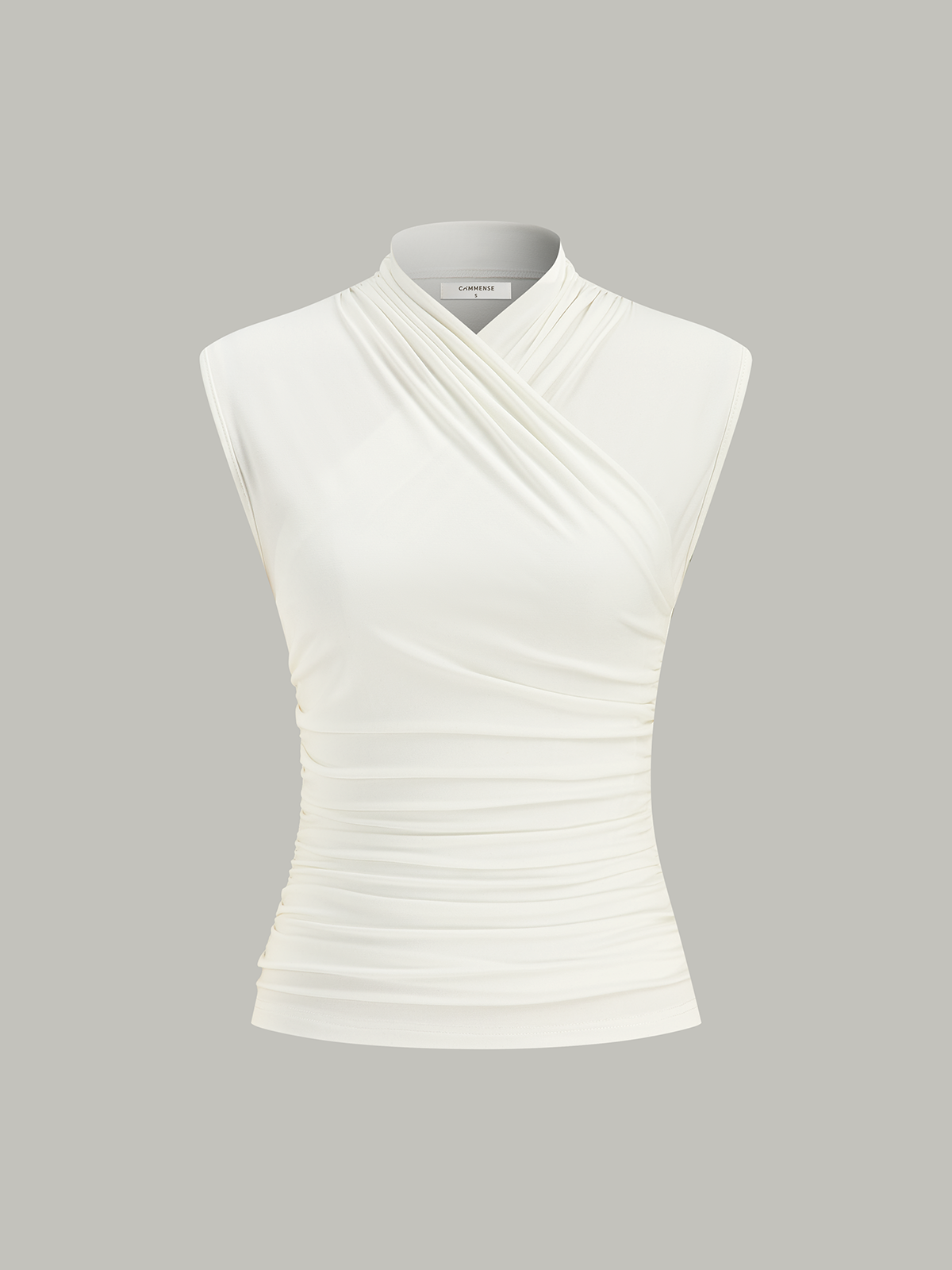 Cross Neck Ruched Fitted Tank Top for Women, Summer Casual Wear