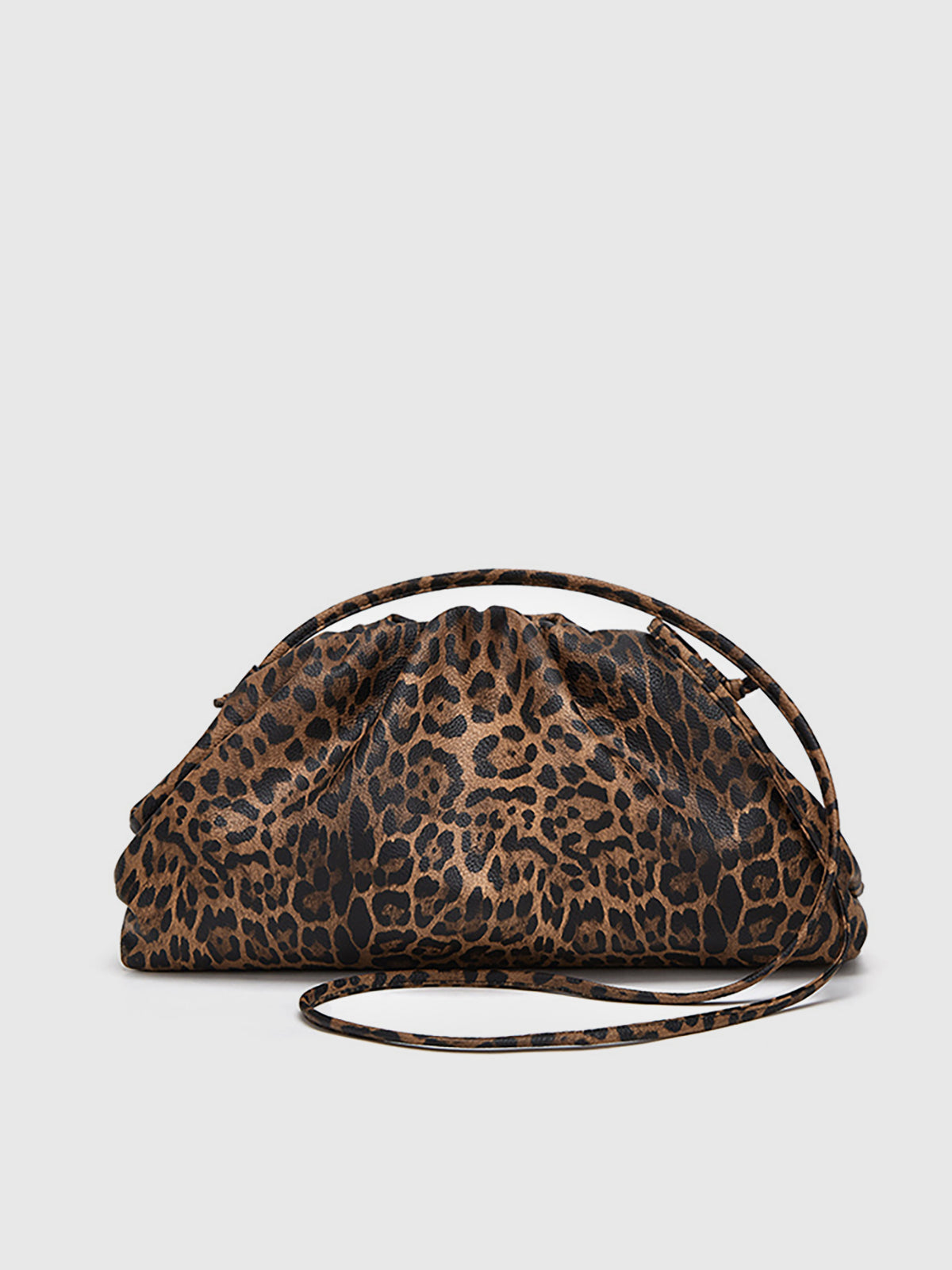 Leopard Print Ruched Cloud Bag Trendy Women's Shoulder Accessory