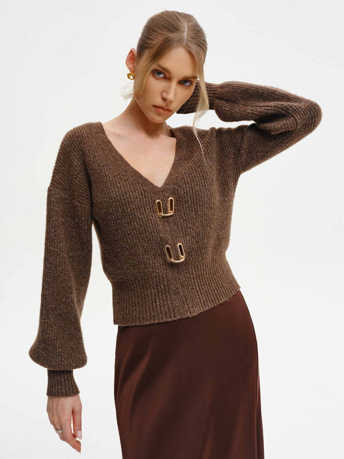 Wool-Blend V-Neck Sweater for Casual Wear Essentials