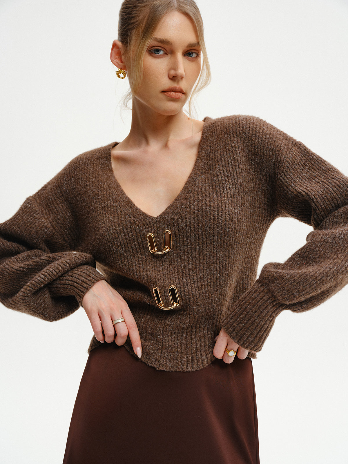 Wool-Blend V-Neck Sweater for Casual Wear Essentials
