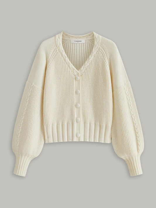 V-Neck Button Wool Blend Cable Knit Cardigan for Men, Cozy Winter Wear