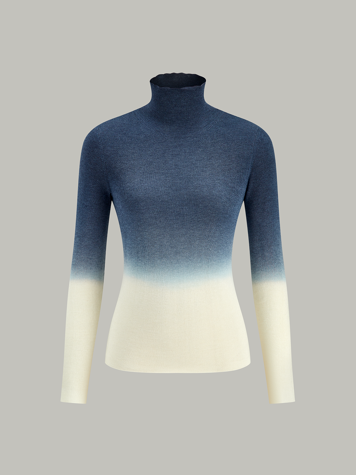 Wool-Blend Ombre Slim Knit Top for Women Comfort Fit