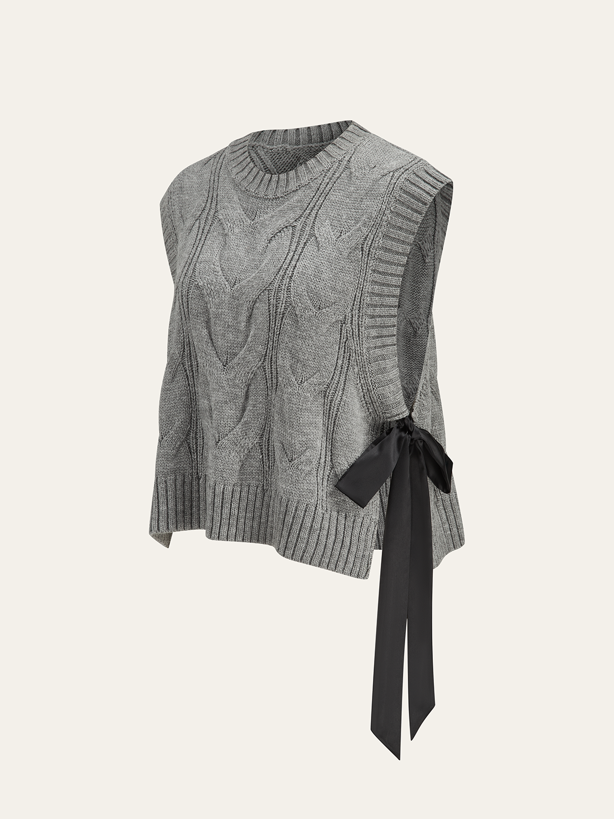 Dual-Sided Bow Cable-Knit Vest for Women, Comfortable Layering Piece