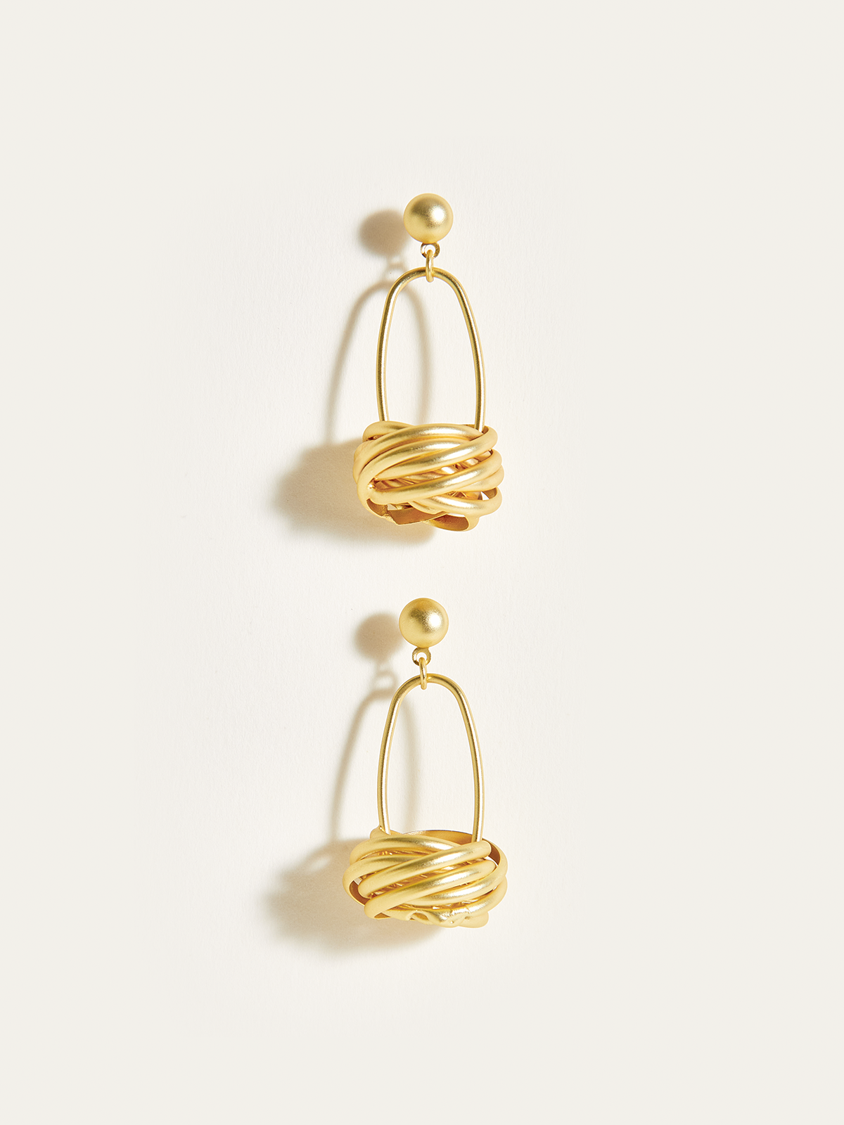 Golden Basket Drop Earrings with Elegant Crystal Accents