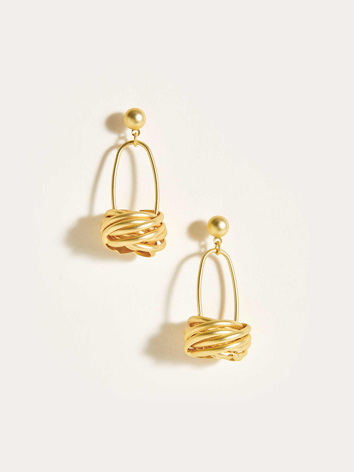 Golden Basket Drop Earrings with Elegant Crystal Accents