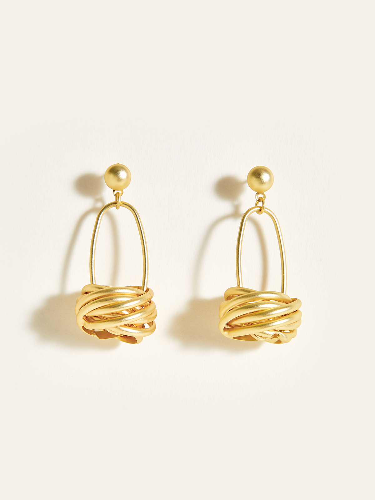 Golden Basket Drop Earrings with Elegant Crystal Accents