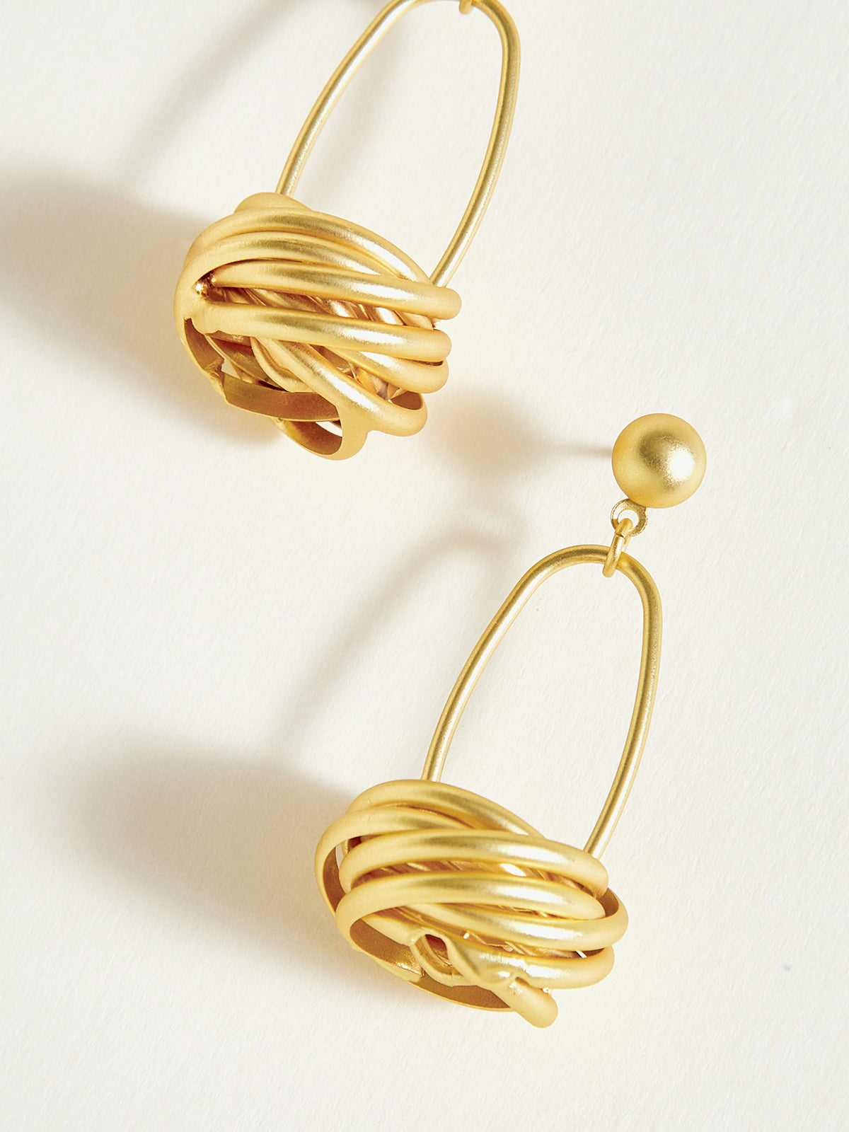 Golden Basket Drop Earrings with Elegant Crystal Accents