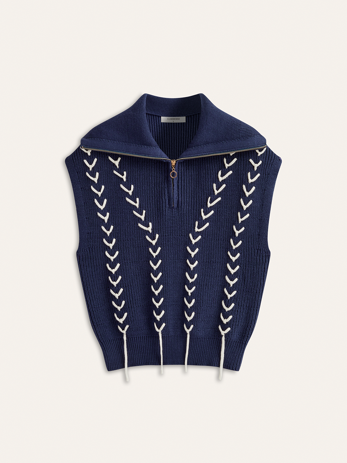 Zip Collared Knit Vest with Stitch Detailing, Perfect for Layering, Unisex Styling