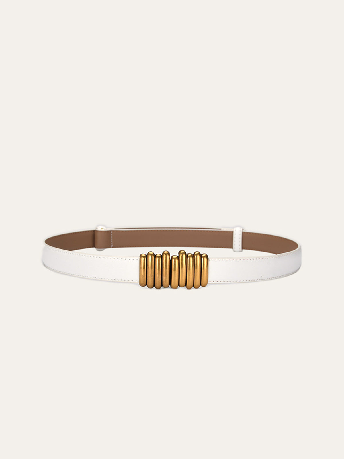 Vintage Faux Leather Belt with Classic Buckle Closure
