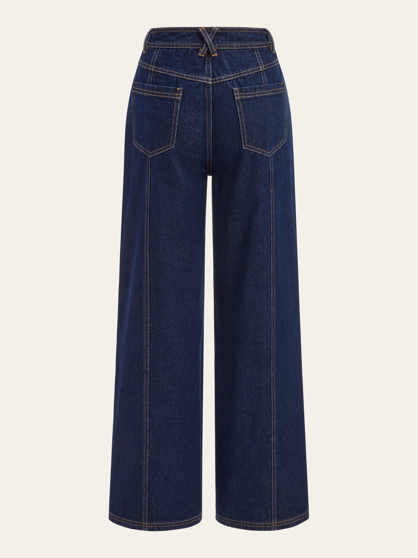 Mid-Waist Wide-Leg Button Front Jeans with Classic Denim Style