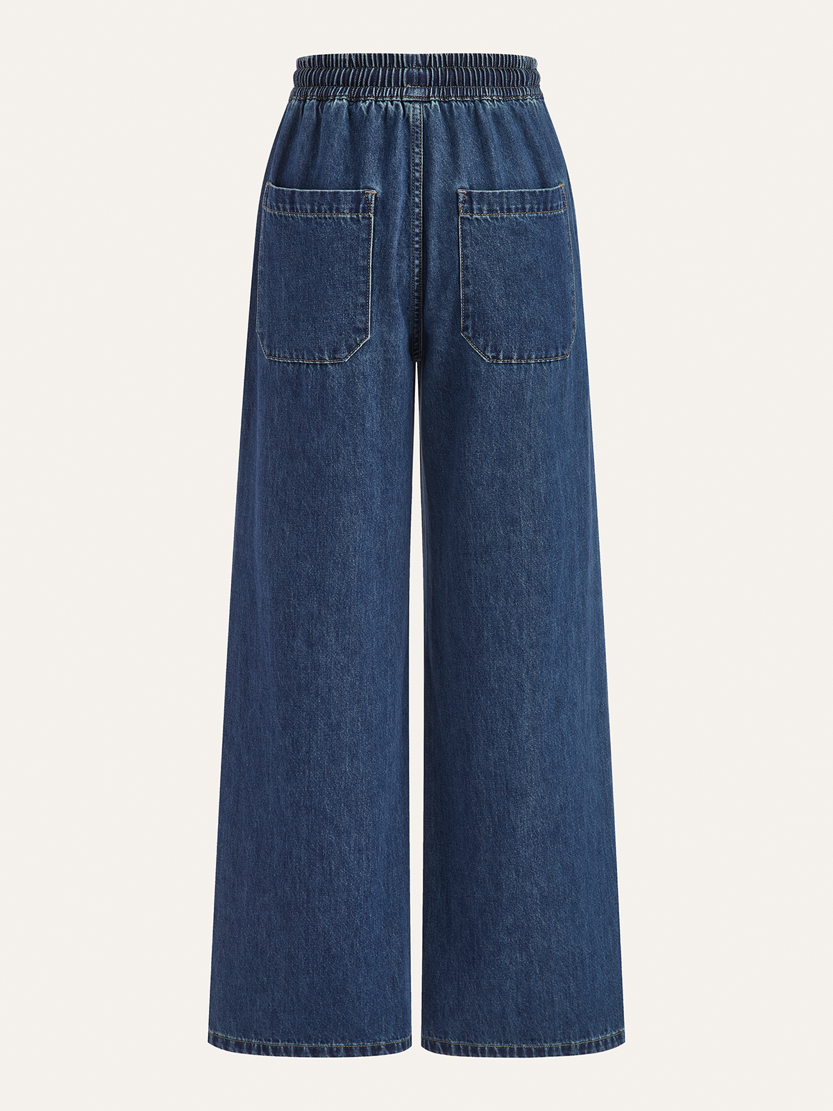 Denim Drawstring Waist Wide-Leg Pants for Women Casual Comfort