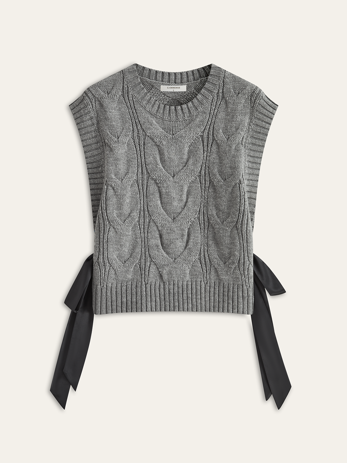 Dual-Sided Bow Cable-Knit Vest for Women, Comfortable Layering Piece