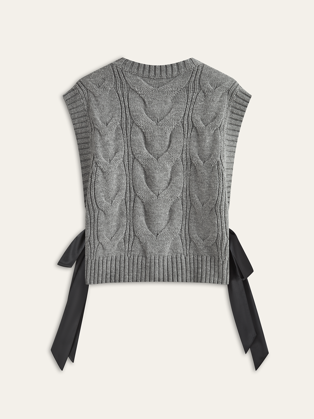 Dual-Sided Bow Cable-Knit Vest for Women, Comfortable Layering Piece