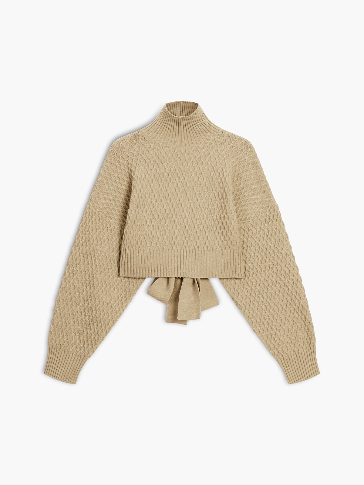 Tie Back Mock Neck Sweater Cozy Fall Winter Essential