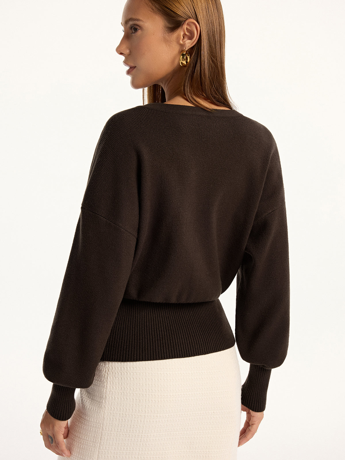Split Hem V-Neck Cardigan Sweater for Women Comfort Fit