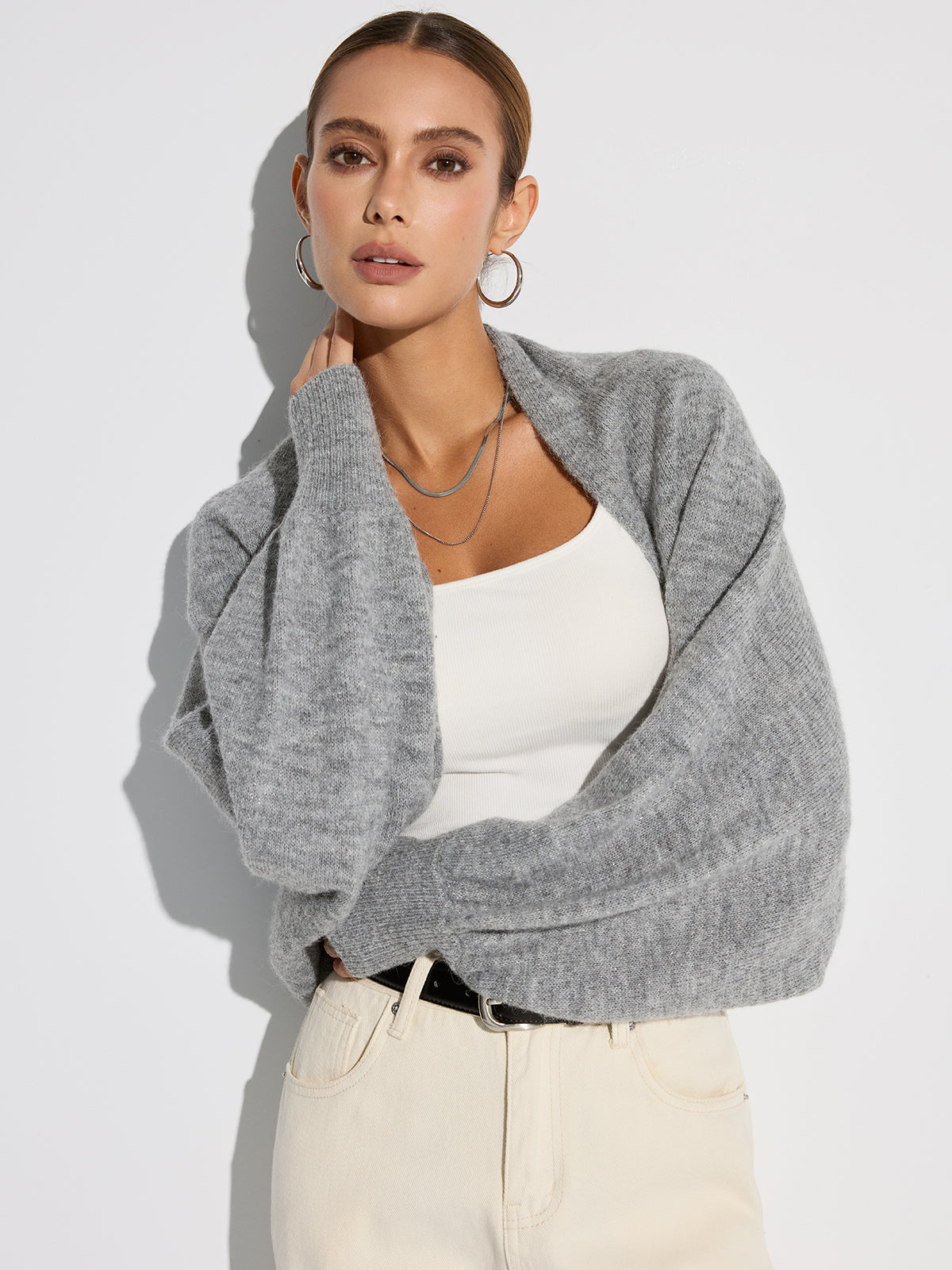 Wool Blend Oversized Batwing Sleeve Cardigan for Women Comfortable Layering Piece