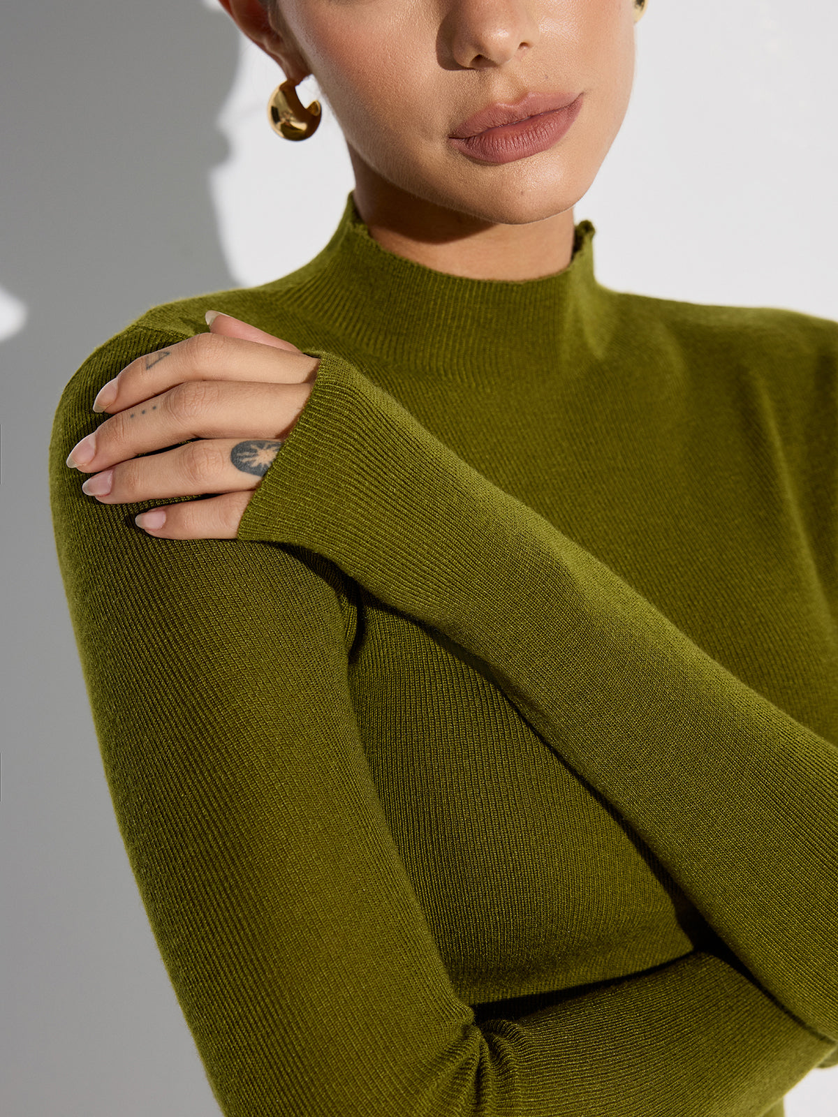 Mock Neck Wool-Blend Knit Top for Women, Cozy Winter Essential