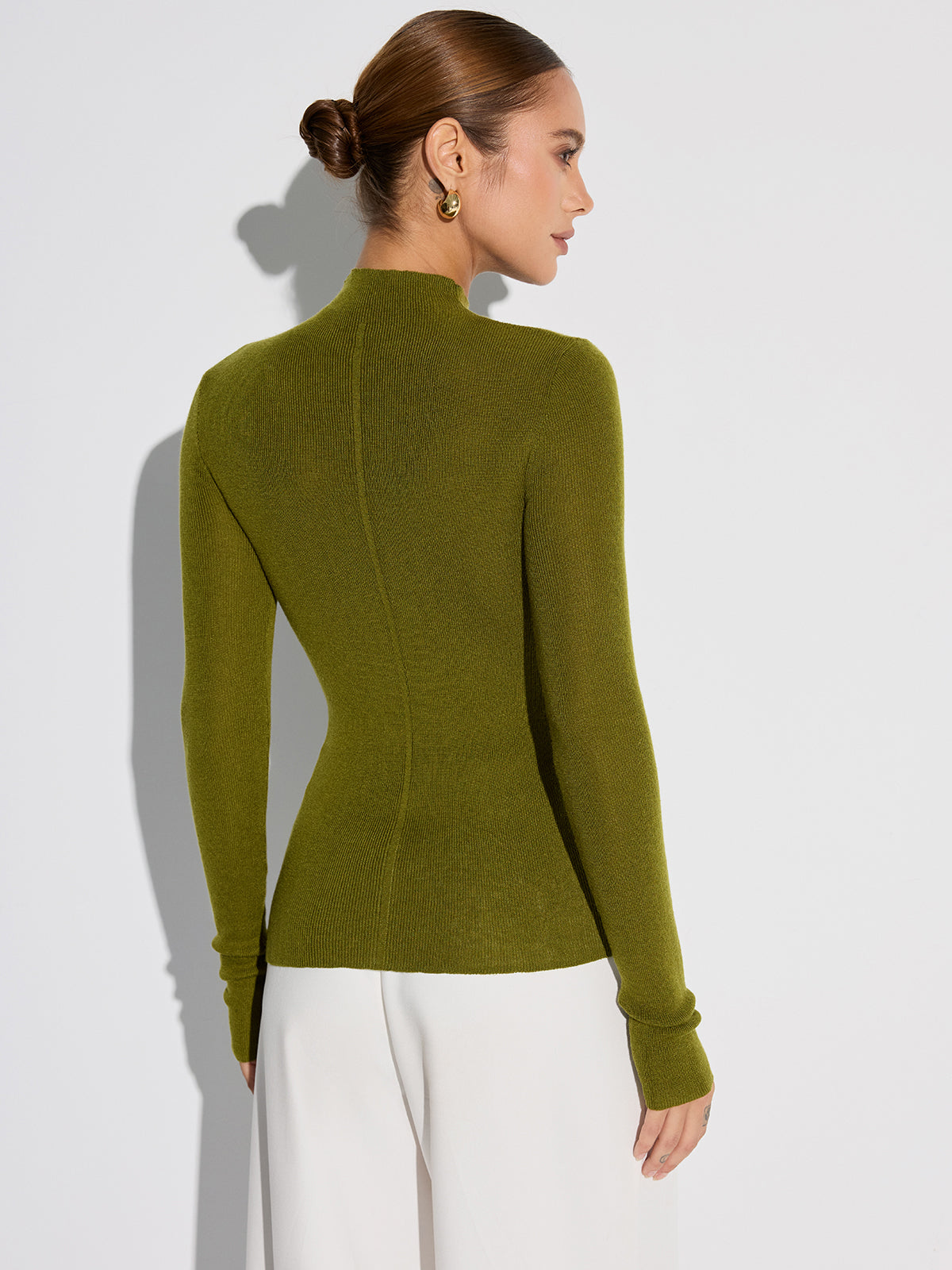 Mock Neck Wool-Blend Knit Top for Women, Cozy Winter Essential