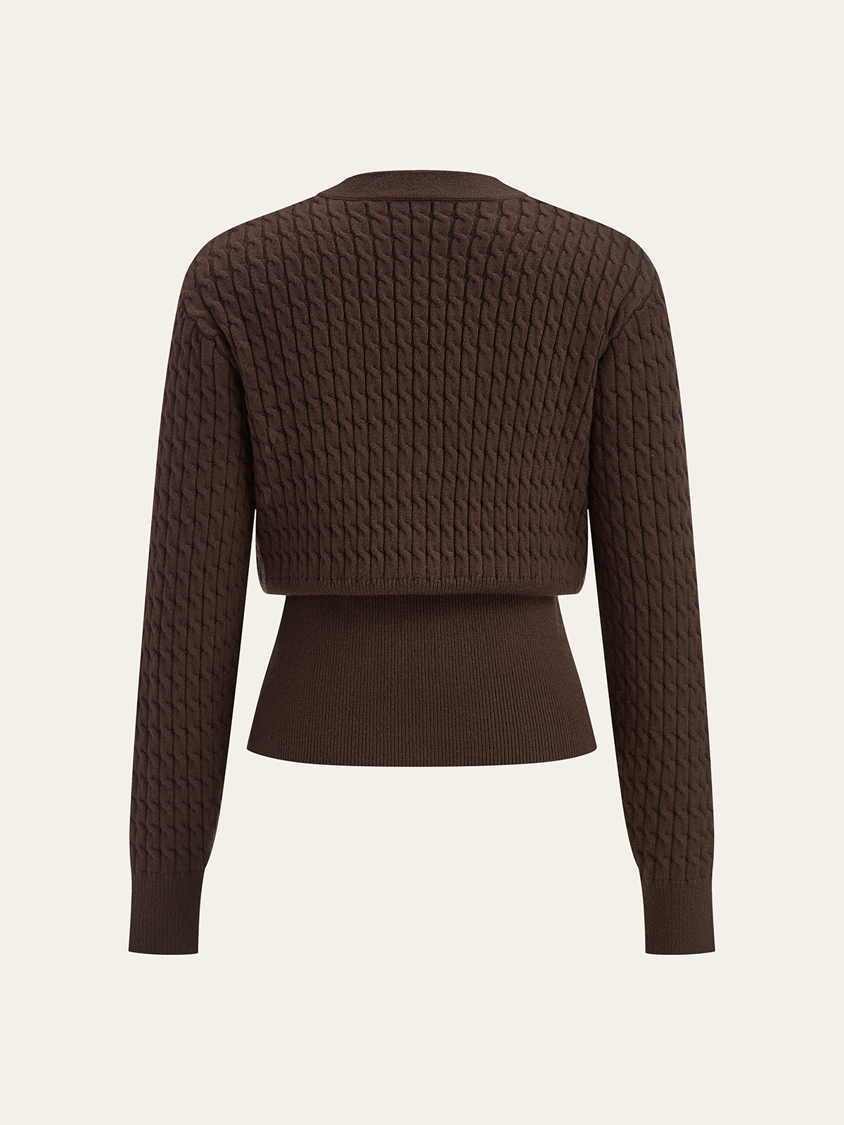 Metal Button V-Neck Cable Knit Outerwear Women's Stylish Winter Sweater