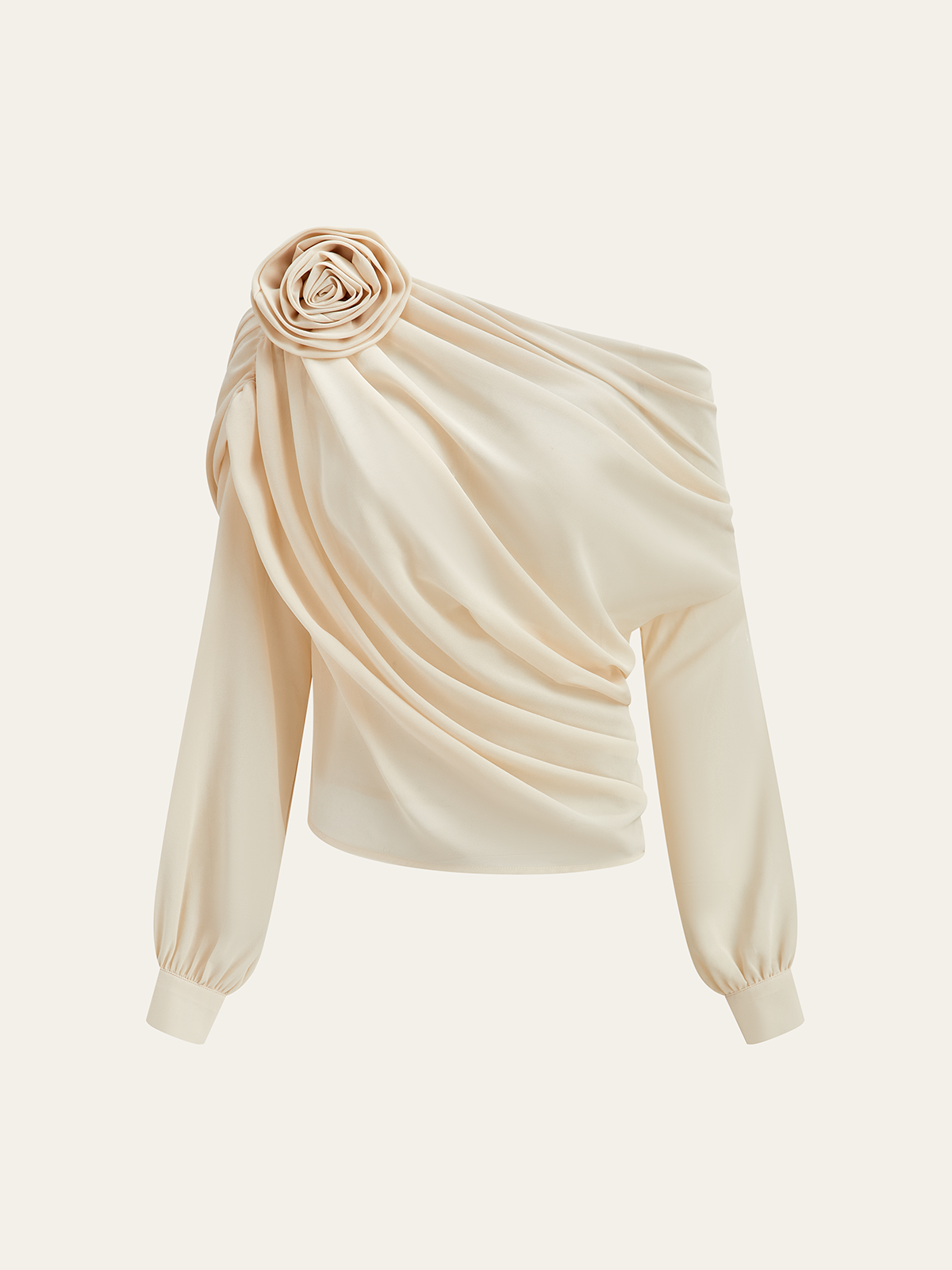 Chiffon Semi-Sheer One Shoulder Asymmetrical Blouse, Elegant Evening Wear Top