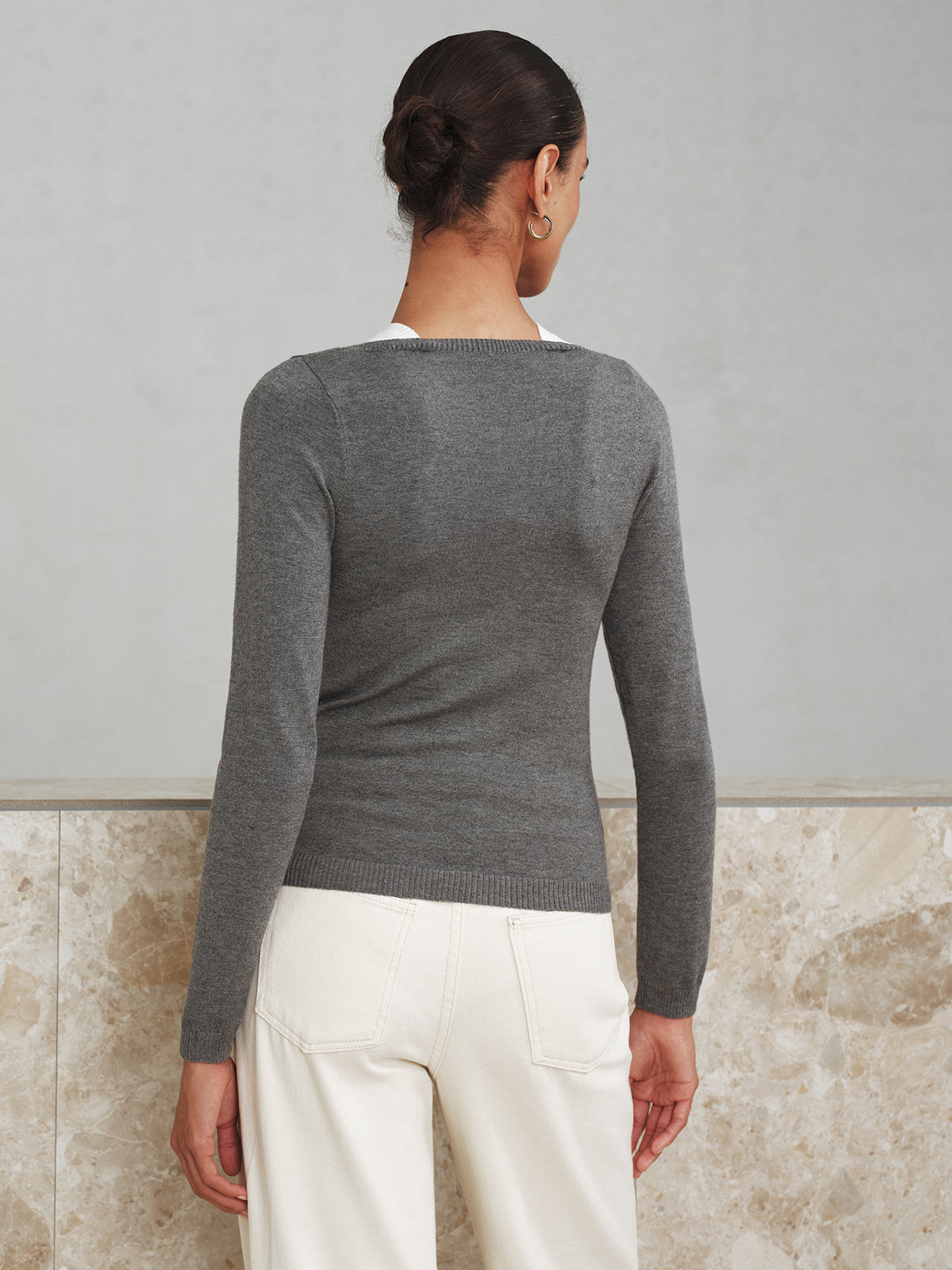 2 in 1 Wool-Blend Layered Cut-Out Knit Top with Fashionable Long Sleeves