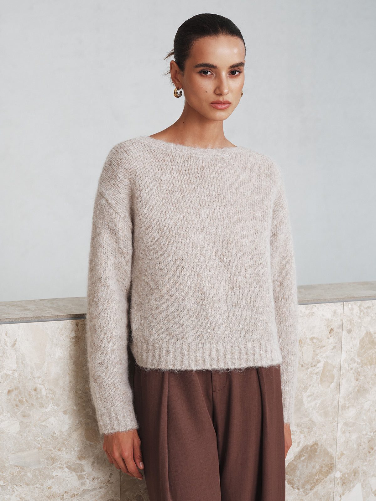 Twisted Backless Wool Blend Sweater Casual Comfort Fit