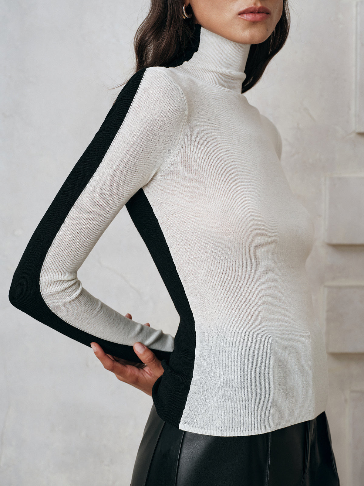 Color-Block Wool Blend Turtleneck Knit Top | Cozy Winter Fashion Essentials